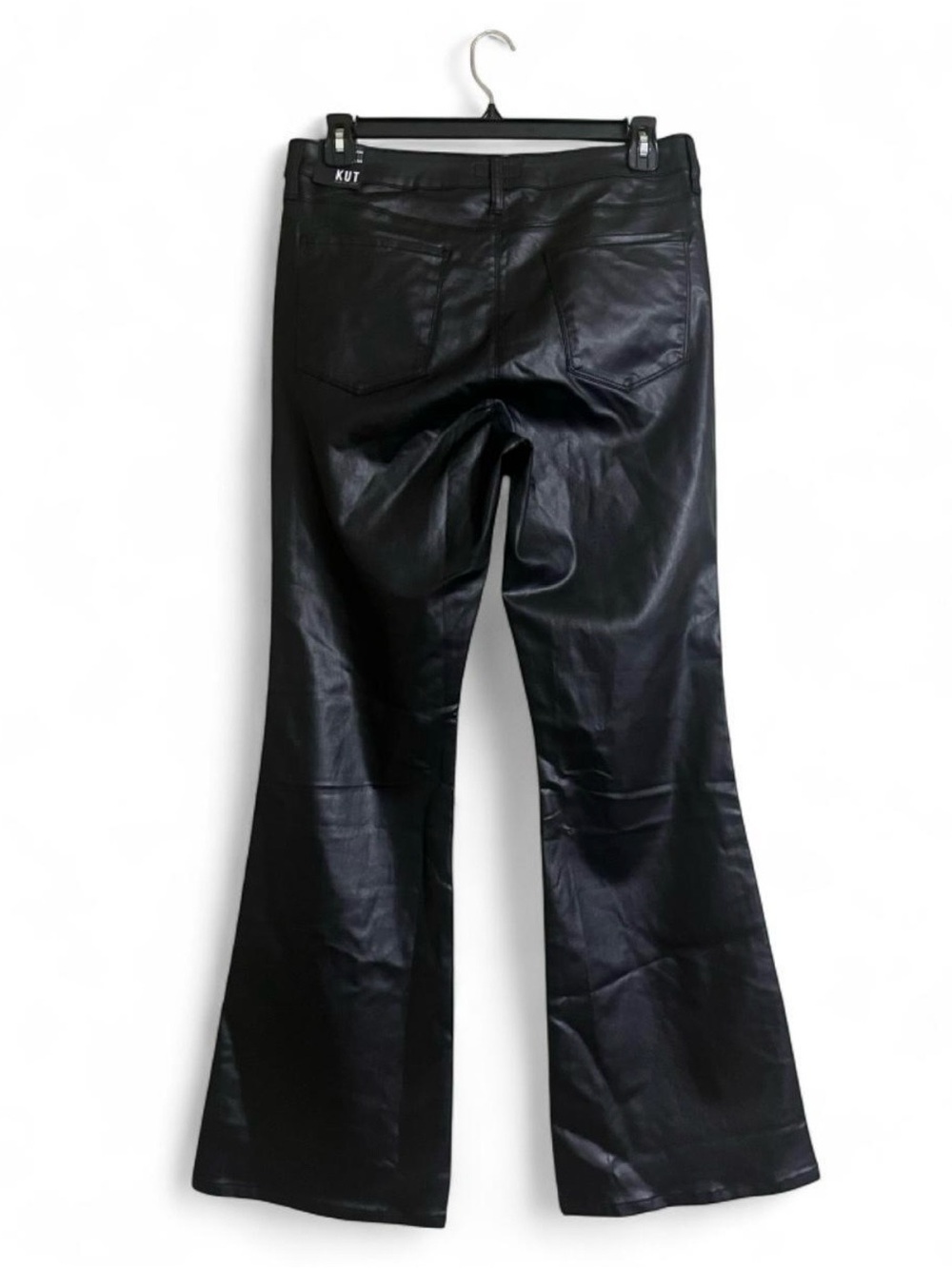 Kut from the Kloth Faux Leather Pants Sz 14 ANA Flared High Rise Modal Blend - Picture 5 of 8